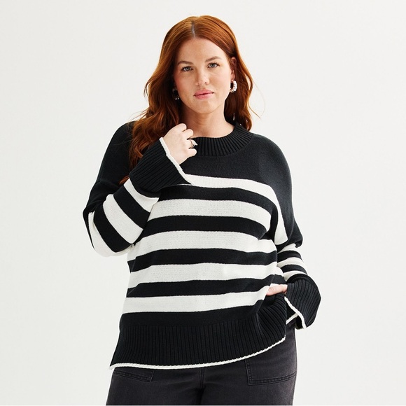 Sonoma Sweaters - Sonoma Black and White Striped Women's Sweater